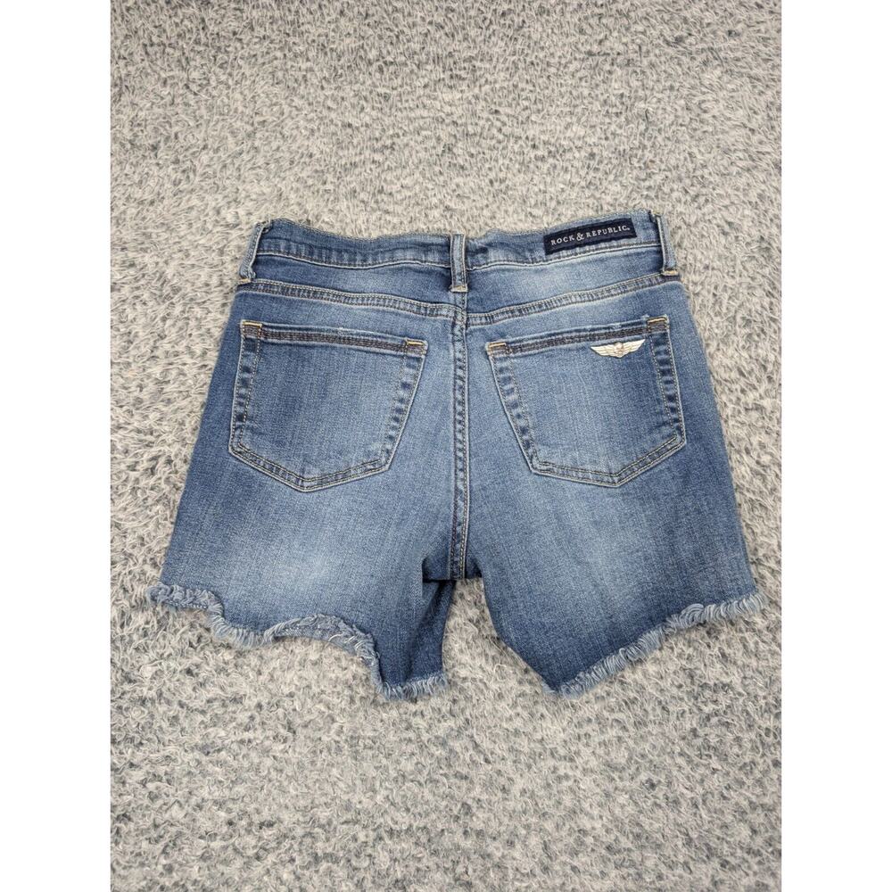 Rock & Republic Shorts Womens 2 Blue Hula Cut off High Rise Denim Distressed - Picture 1 of 8